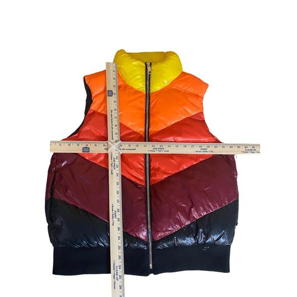 Love And Sports Womens Puffer Vest Jacket Large 12-14 Yellow Orange Red New - Picture 4 of 9